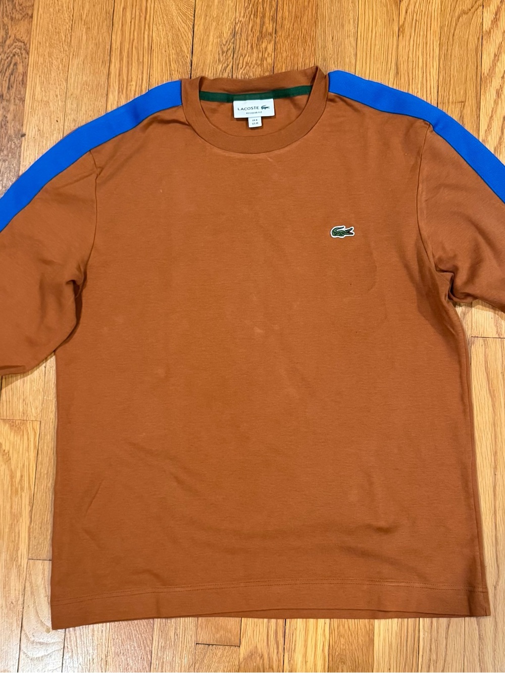 Lacoste Orange Crewneck Tee with Green Trim